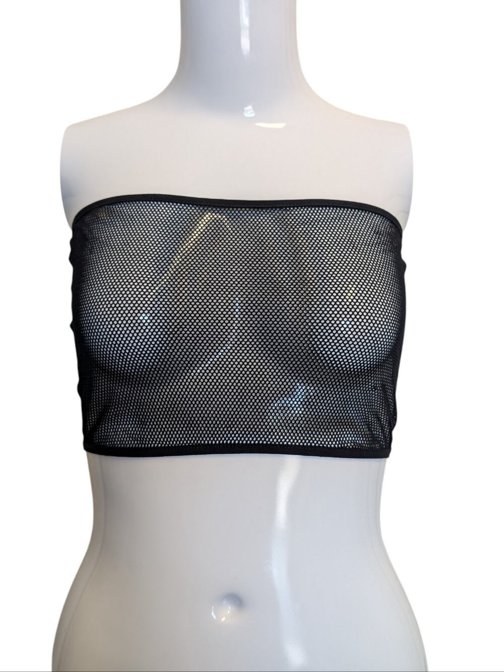 Tripp NYC Mesh Bandeau Black Top Strapless Goth Punk Witchy